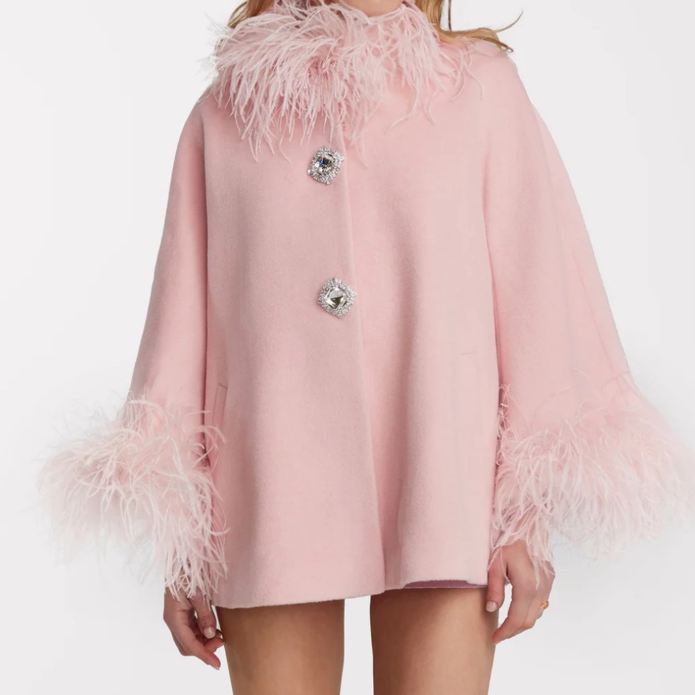 Nana Jacqueline Blush Feather-Trimmed Jacket